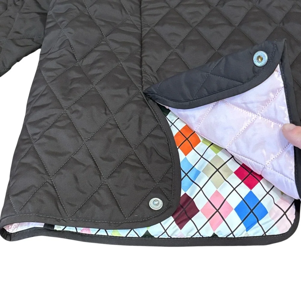 Lands End Quilted Chore Coat. Full Zipper. Snap‎ Pockets. Sz L (14-16) Brown
